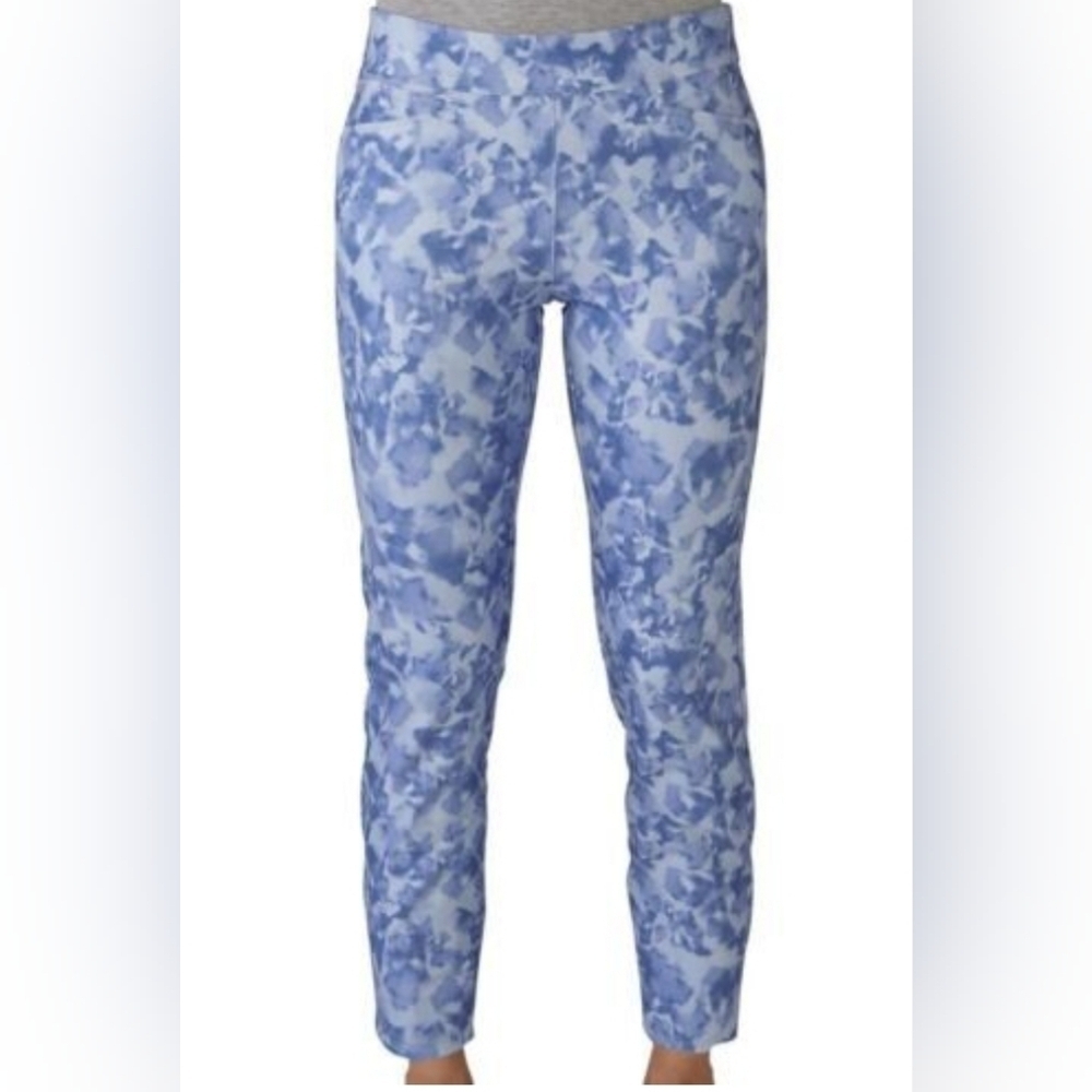 Adidas Blue and White Camo Marbled Gym Training Cropped Leggings Size S